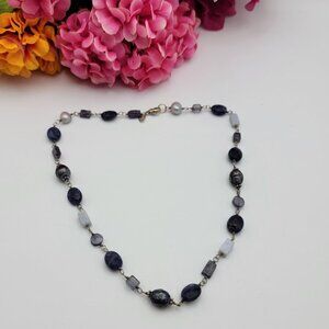 SILPADA Sterling Silver Sodalite Blue Lace Chalcedony Pearl Necklace 16"